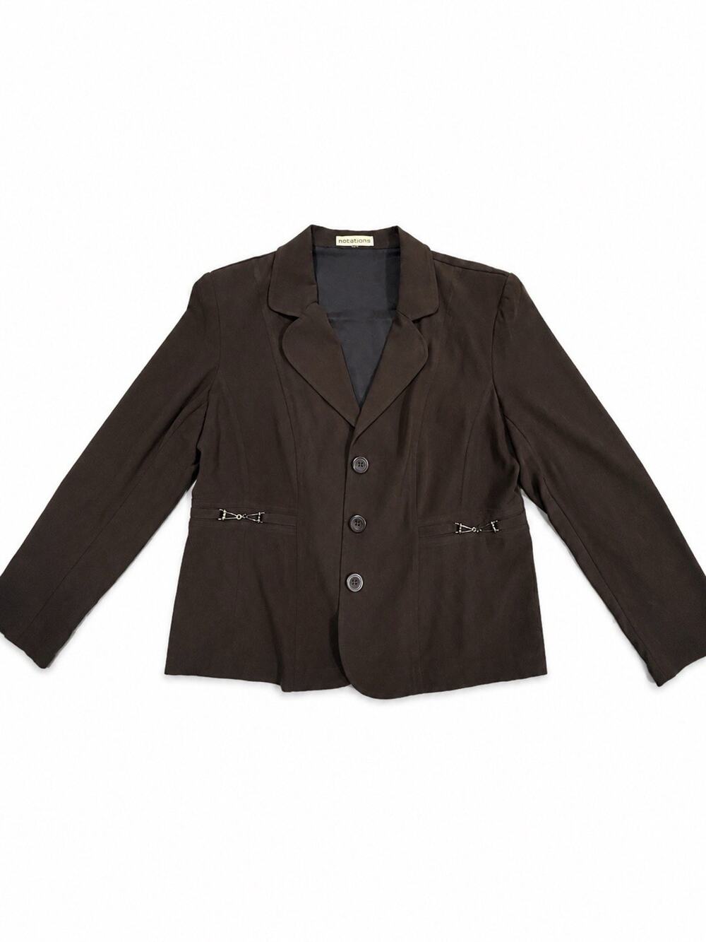 Notations Women’s Brown Blazer Jacket Medium Button Front Career Office